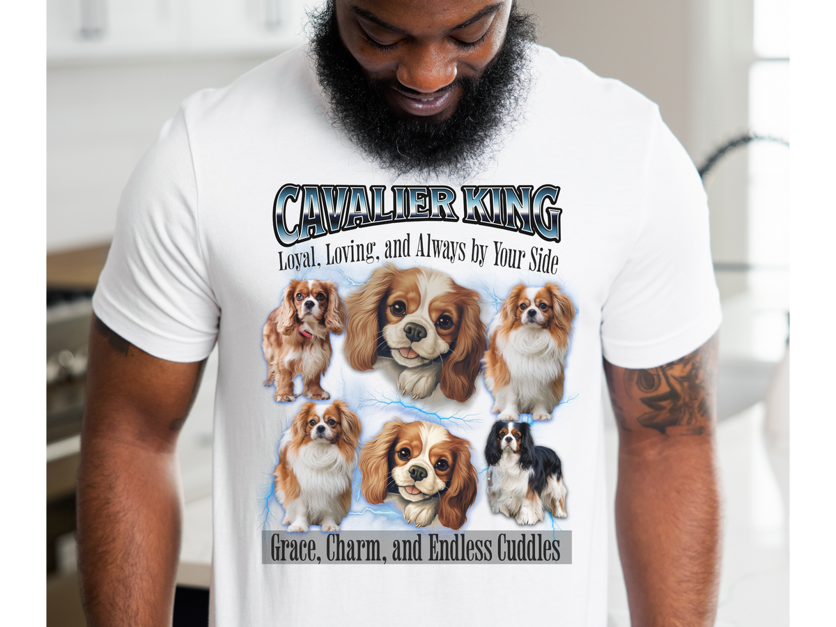 Cavalier King Charles Bootleg Collage T-Shirt – Loyal, Loving, and Always by Your Side Unisex Dog Lover Tee