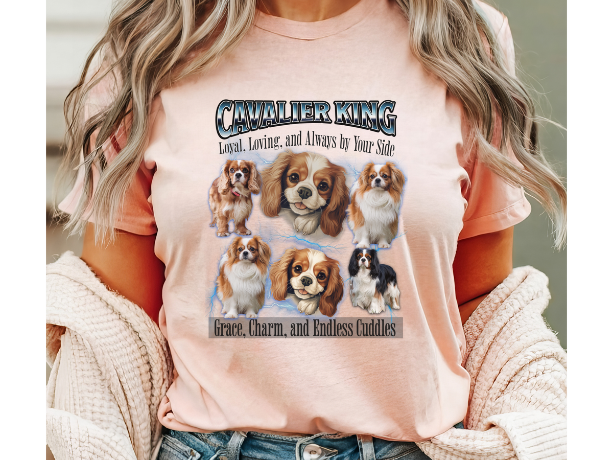 Cavalier King Charles Bootleg Collage T-Shirt – Loyal, Loving, and Always by Your Side Unisex Dog Lover Tee
