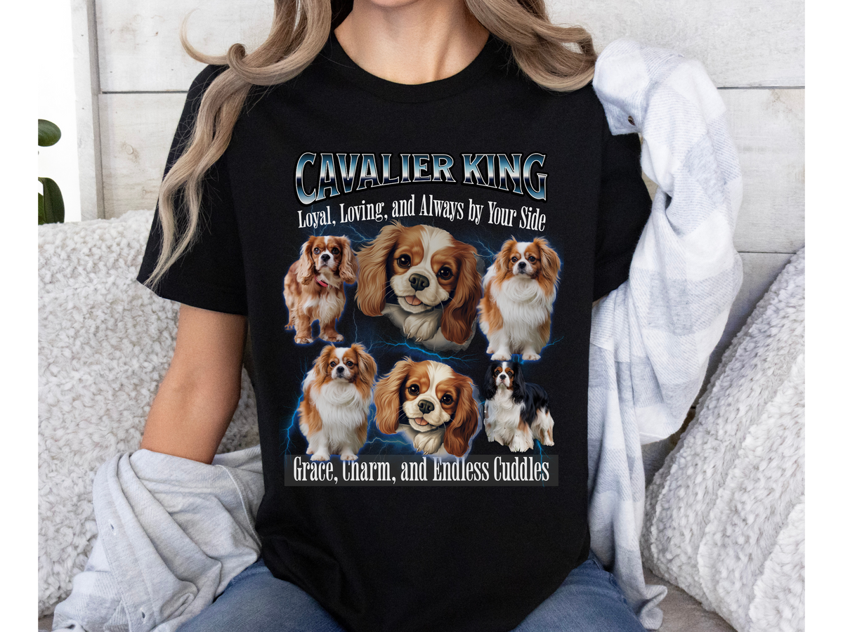 Cavalier King Charles Bootleg Collage T-Shirt – Loyal, Loving, and Always by Your Side Unisex Dog Lover Tee