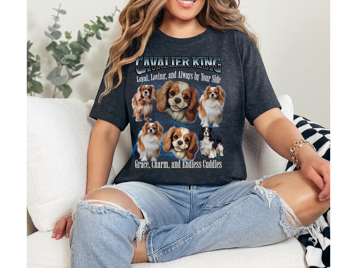 Cavalier King Charles Bootleg Collage T-Shirt – Loyal, Loving, and Always by Your Side Unisex Dog Lover Tee