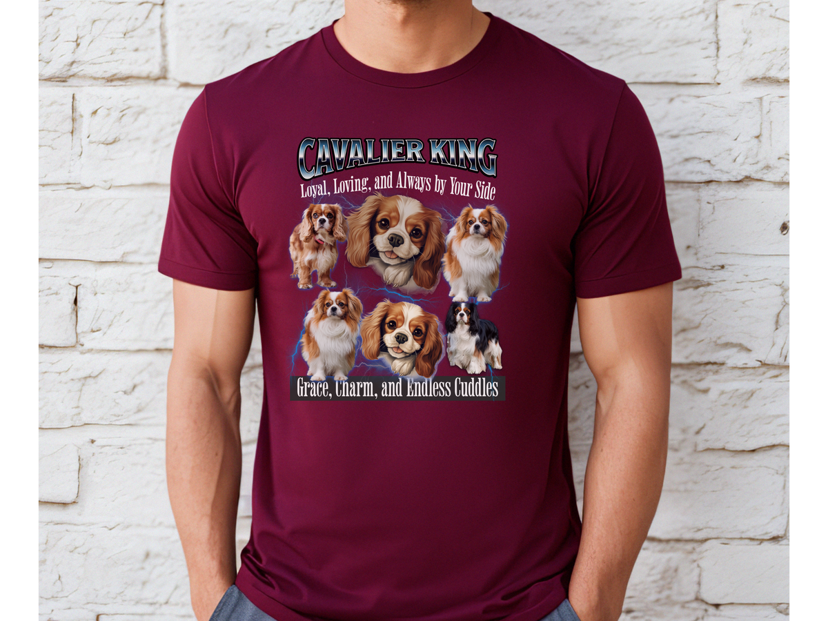 Cavalier King Charles Bootleg Collage T-Shirt – Loyal, Loving, and Always by Your Side Unisex Dog Lover Tee