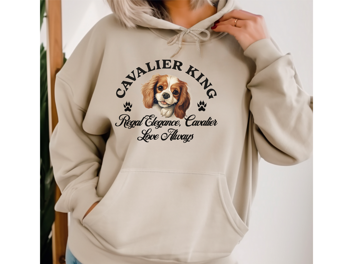 Cavalier King Charles Dog Hoodie – "Regal Elegance, Cavalier Love Always" | Unisex Cozy Hoodie for Royal-Hearted Companions