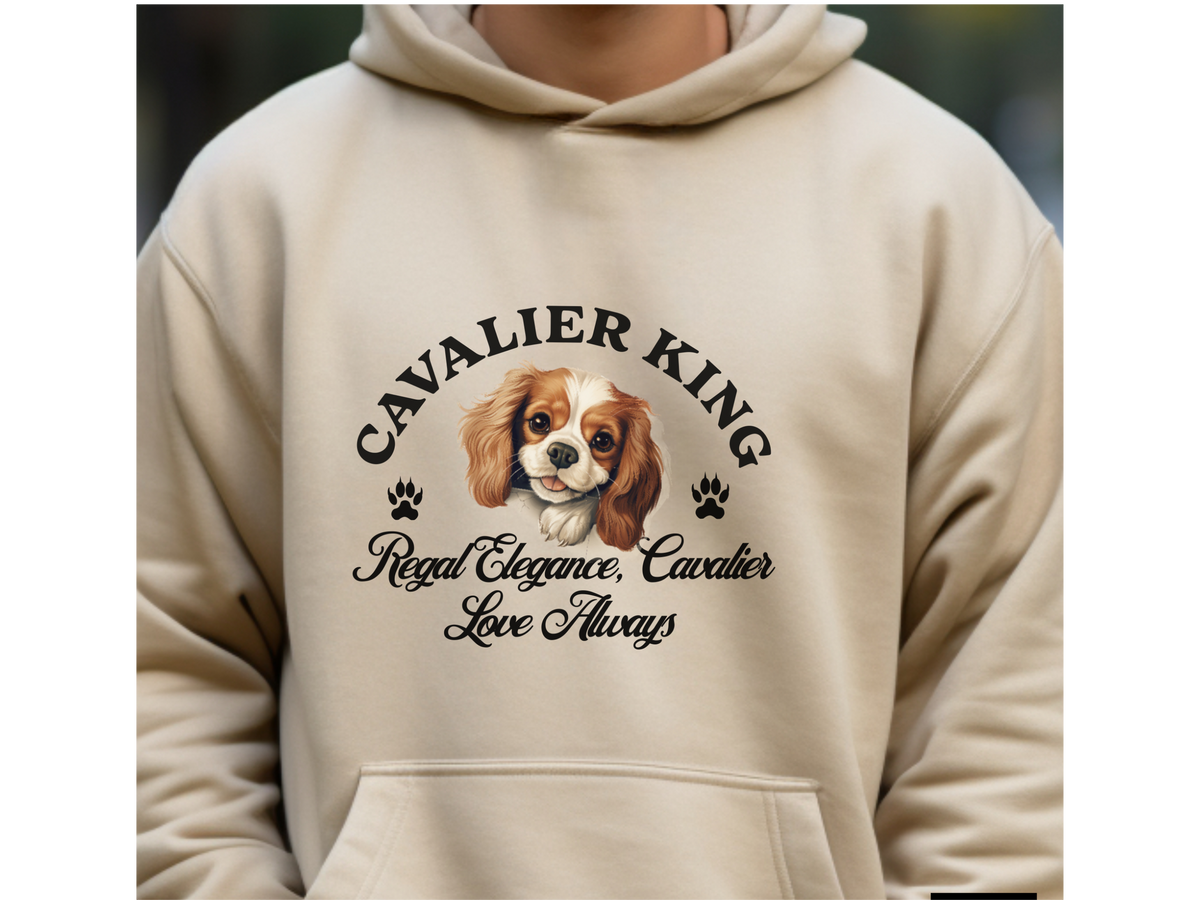 Cavalier King Charles Dog Hoodie – "Regal Elegance, Cavalier Love Always" | Unisex Cozy Hoodie for Royal-Hearted Companions