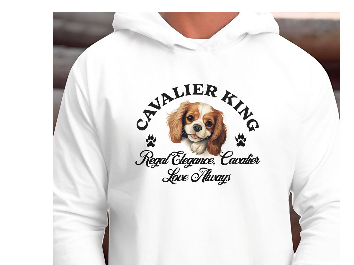 Cavalier King Charles Dog Hoodie – "Regal Elegance, Cavalier Love Always" | Unisex Cozy Hoodie for Royal-Hearted Companions