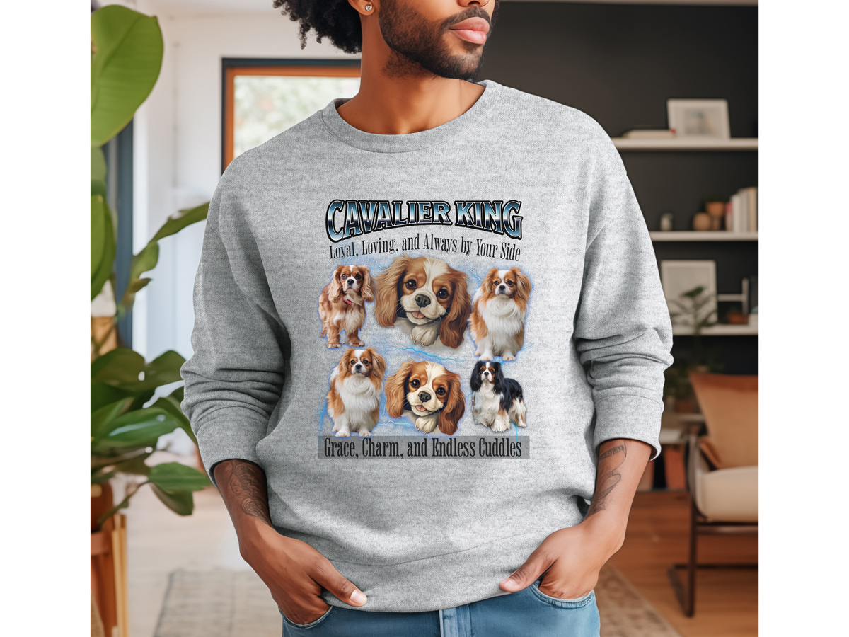 Cavalier King Charles Spaniel Bootleg Collage Sweatshirt – Loyal, Loving, and Always by Your Side | Unisex Dog Lover Pullover