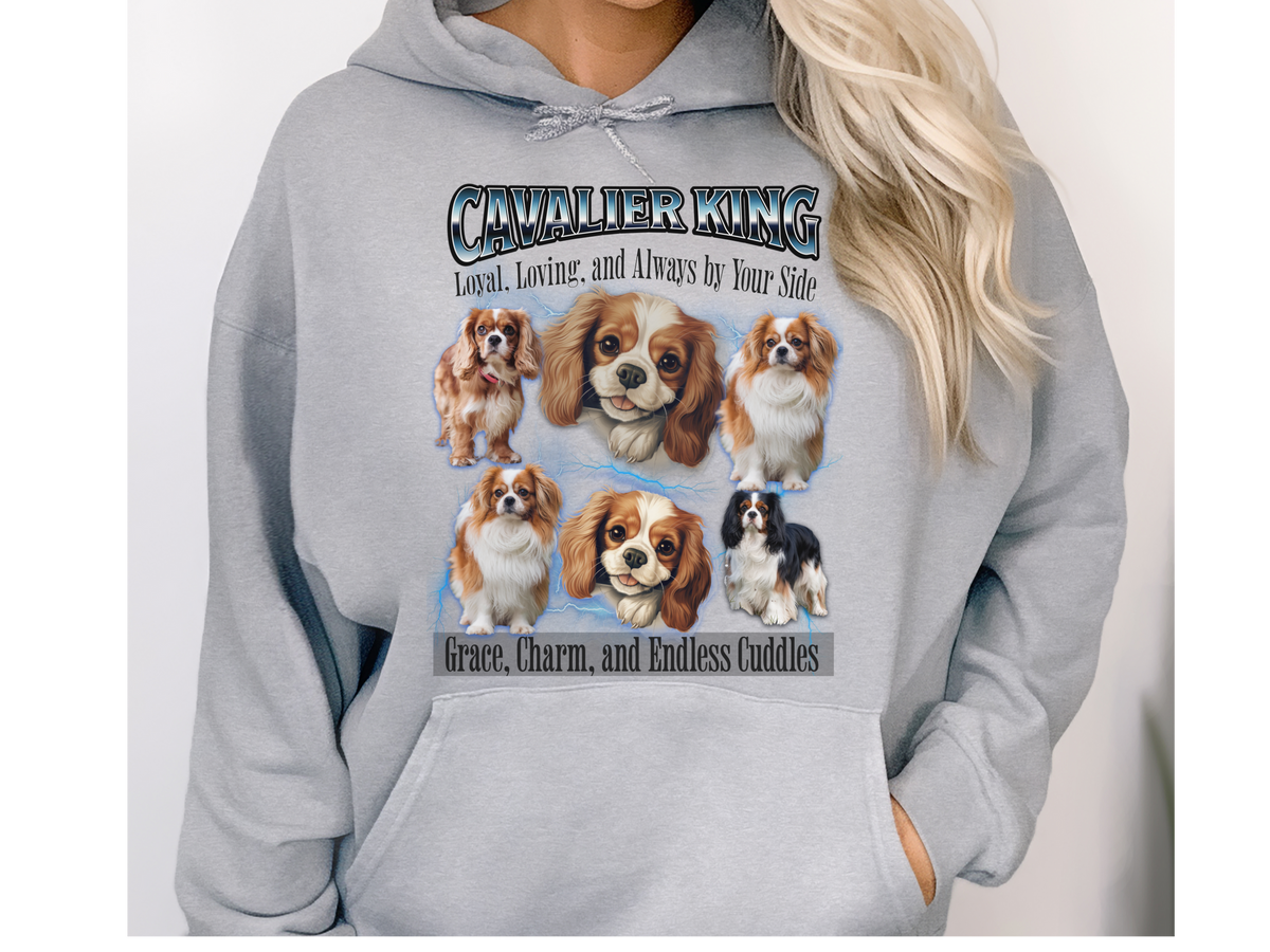 Cavalier King Charles Spaniel Bootleg Collage Hoodie – Loyal, Loving, and Always by Your Side | Unisex Dog Lover Pullover