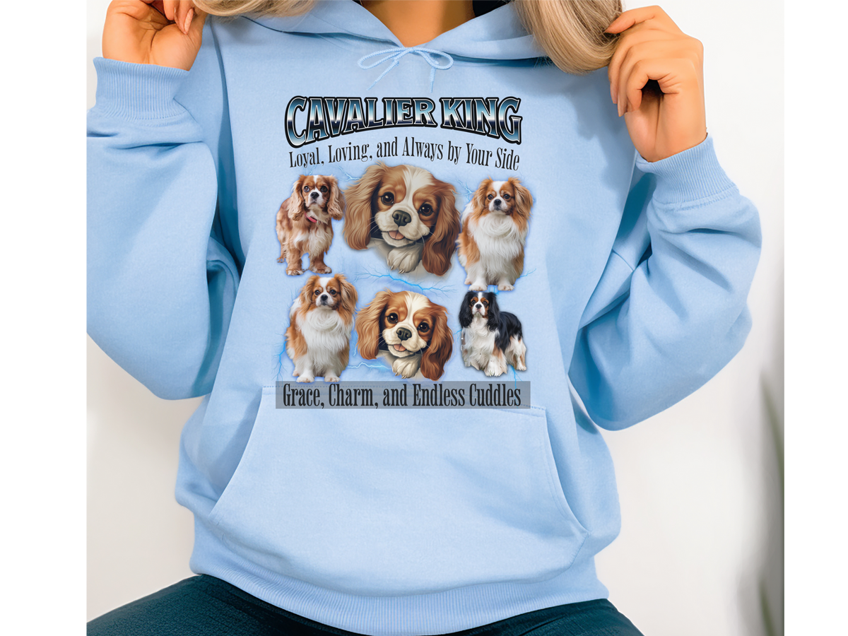 Cavalier King Charles Spaniel Bootleg Collage Hoodie – Loyal, Loving, and Always by Your Side | Unisex Dog Lover Pullover