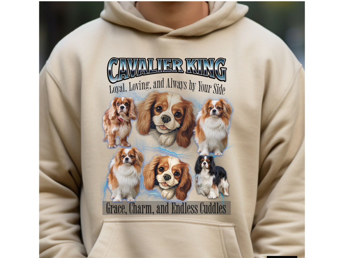 Cavalier King Charles Spaniel Bootleg Collage Hoodie – Loyal, Loving, and Always by Your Side | Unisex Dog Lover Pullover