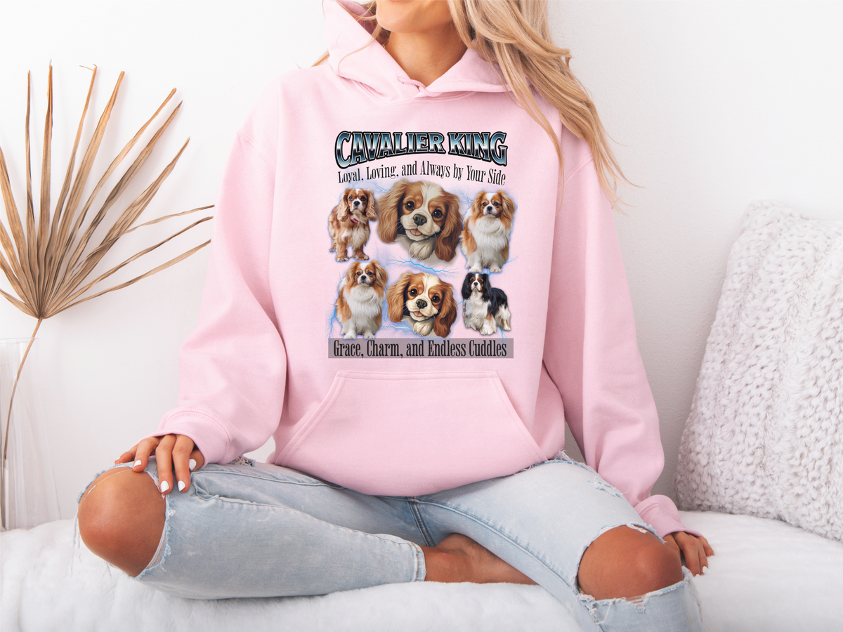 Cavalier King Charles Spaniel Bootleg Collage Hoodie – Loyal, Loving, and Always by Your Side | Unisex Dog Lover Pullover