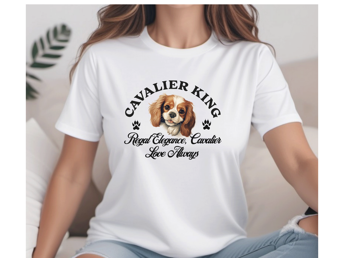 Cavalier King Charles Spaniel T-Shirt – Unisex Tee with “Regal Elegance, Cavalier Love Always” Slogan | Royal Dog Lover Gift