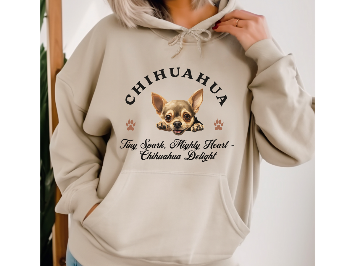 Chihuahua Dog Hoodie – "Tiny Spark, Mighty Heart – Chihuahua Delight" | Unisex Cute & Cozy Hoodie for Small Dogs