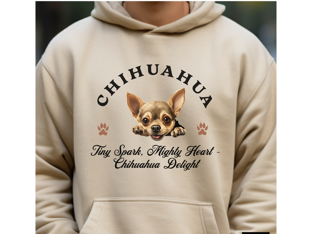 Chihuahua Dog Hoodie – "Tiny Spark, Mighty Heart – Chihuahua Delight" | Unisex Cute & Cozy Hoodie for Small Dogs
