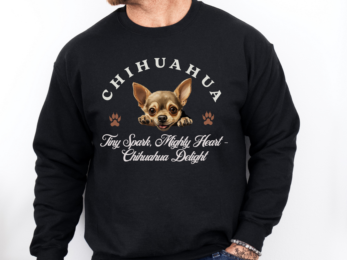 Chihuahua Sweatshirt – Tiny Spark, Mighty Heart – Chihuahua Delight – Unisex Dog Lover Gift