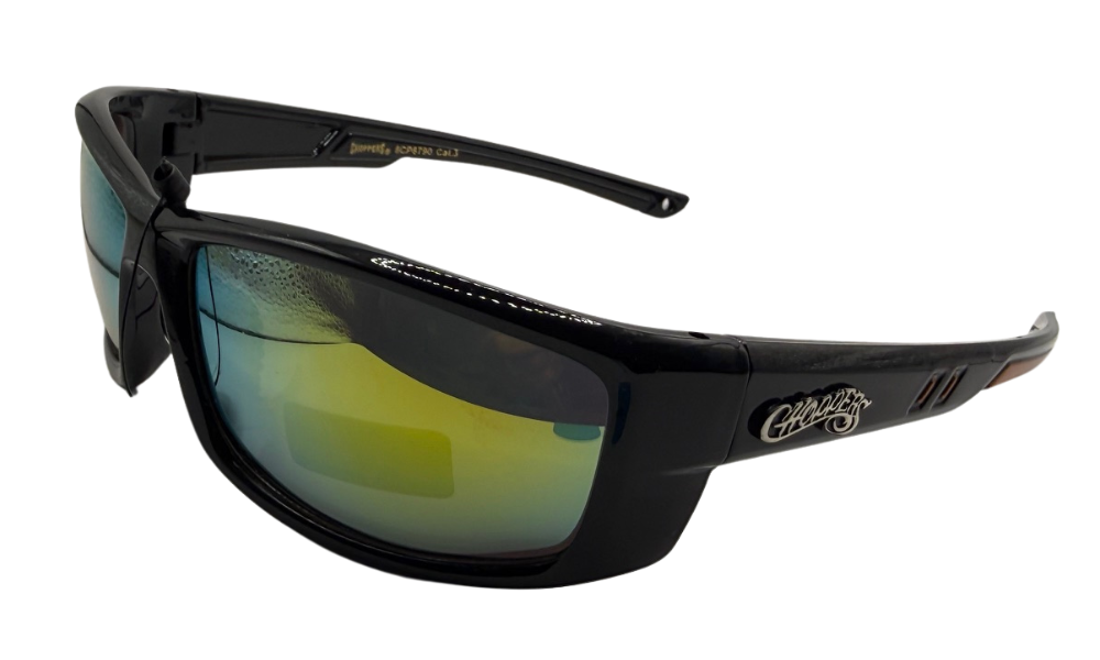 Choppers 8CP6790 Wrap Sunglasses – UV400 Smoke Lens Biker Shades, Black Frame Men’s Riding Eyewear Durable Sport Glasses