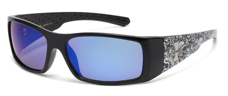 Choppers 8CP6775 Wrap Sunglasses – UV400 Biker Sports Shades, Polycarbonate Frame, Smoke Brown & Mirror Lens, Men’s Riding Eyewear