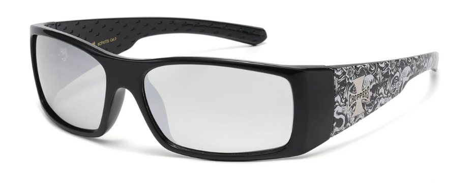 Choppers 8CP6775 Wrap Sunglasses – UV400 Biker Sports Shades, Polycarbonate Frame, Smoke Brown & Mirror Lens, Men’s Riding Eyewear