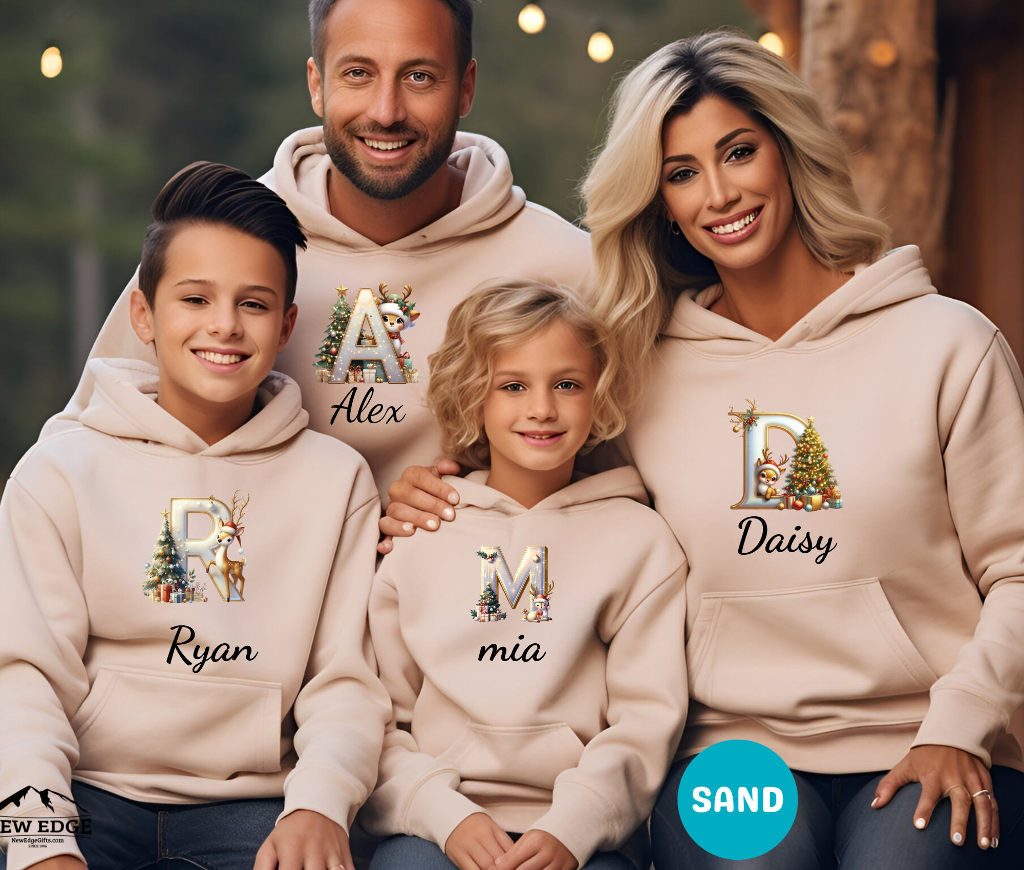 Personalized Family Christmas Alphabet Name Sweatshirt or Hoodie – Custom Holiday Apparel Gift for Adults & Kids