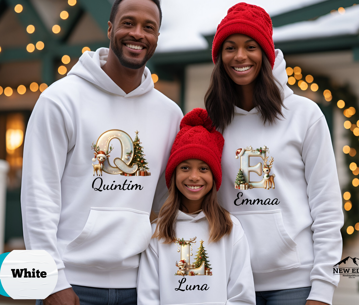 Personalized Family Christmas Alphabet Name Sweatshirt or Hoodie – Custom Holiday Apparel Gift for Adults & Kids
