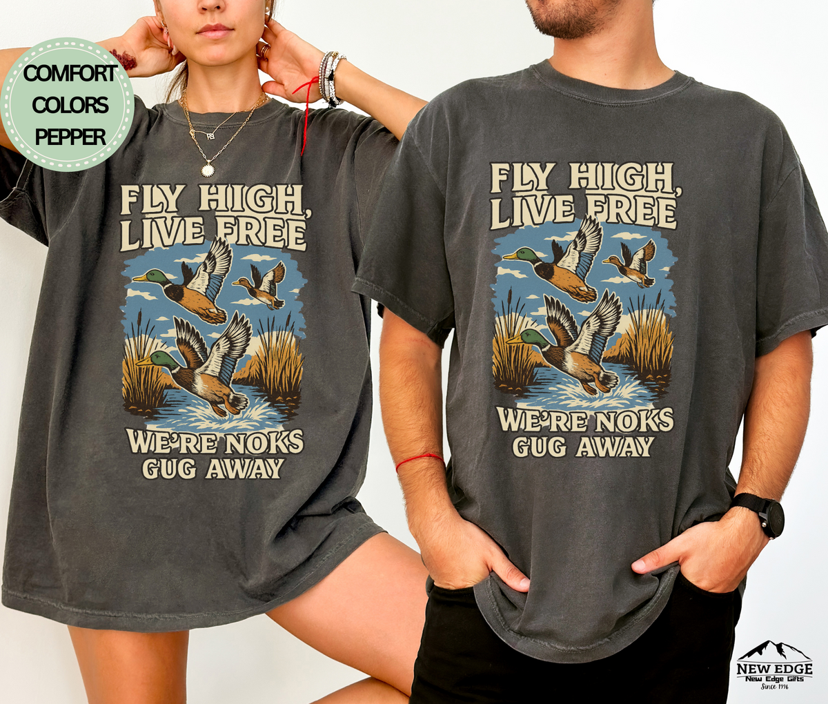 Fly High Live Free" Nature-Inspired Duck Flight T-Shirt