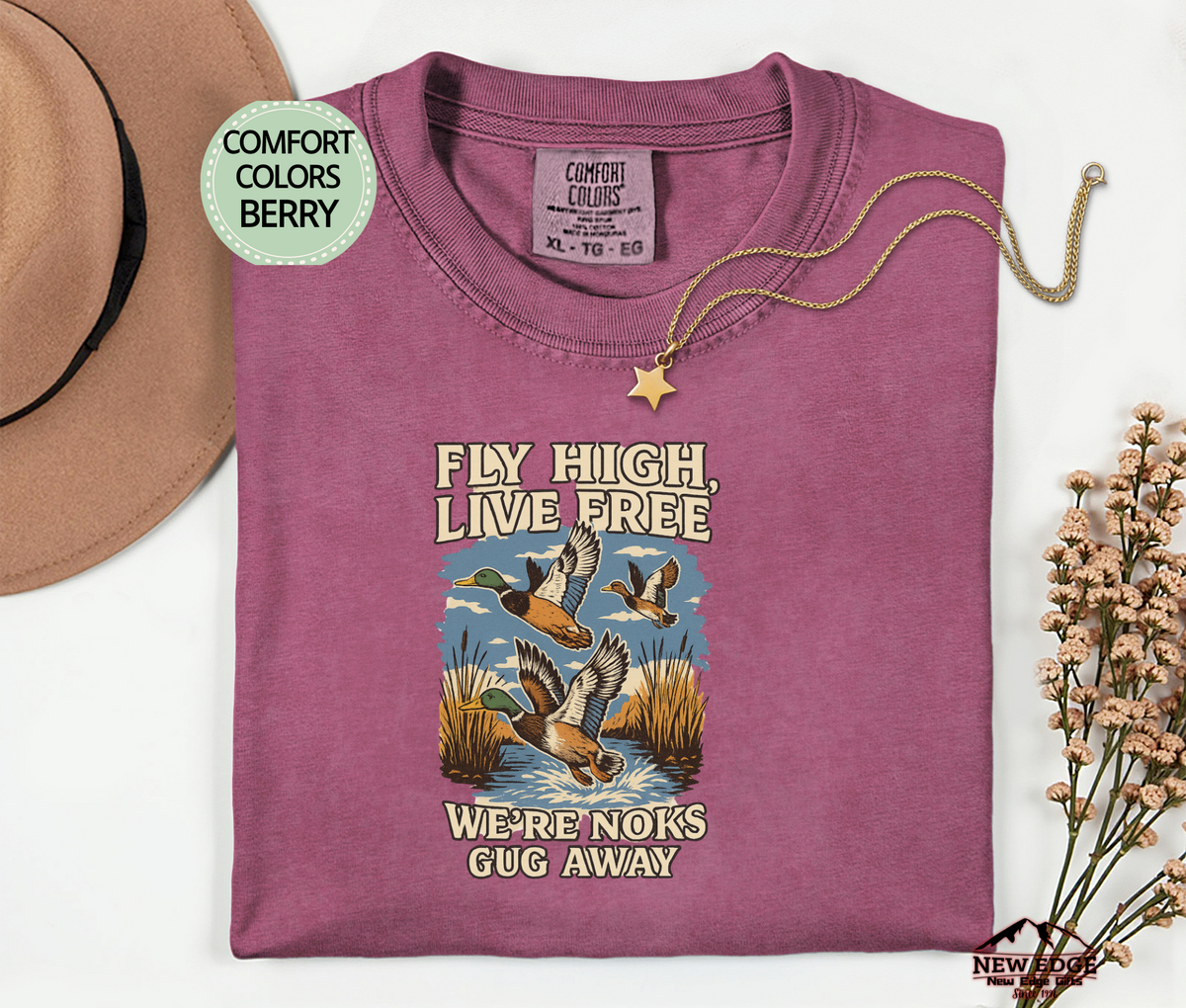 Fly High Live Free" Nature-Inspired Duck Flight T-Shirt
