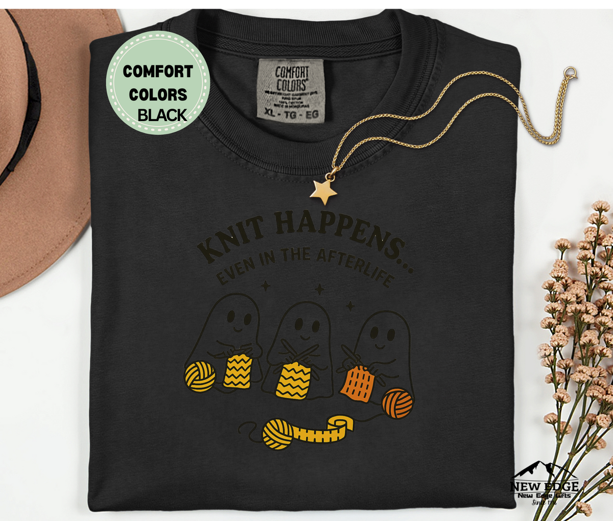 Knit Happens Even in the Afterlife | Funny Ghost Knitting T-Shirt