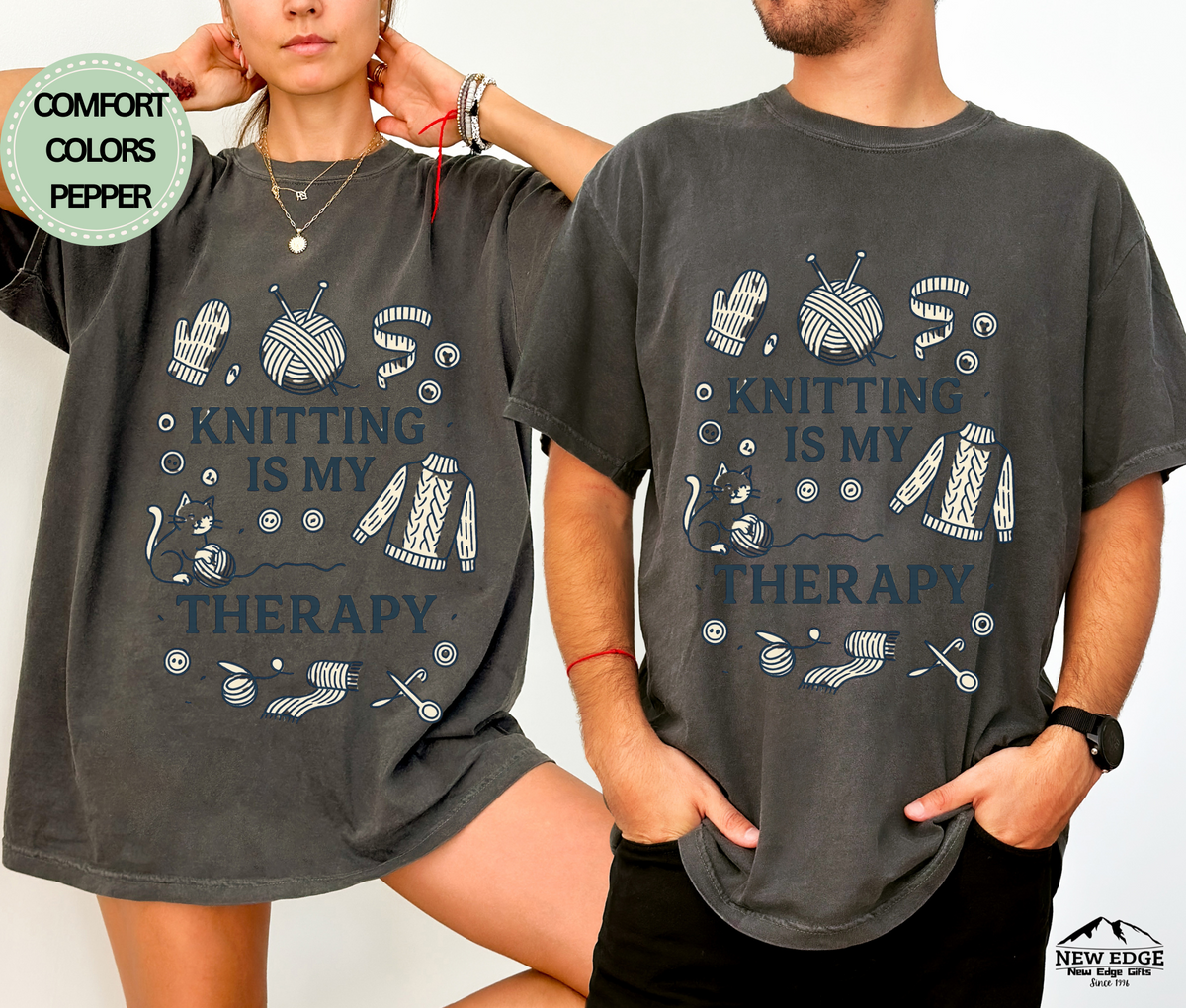 Knitting Is My Therapy T-Shirt | Cozy Yarn Lover Graphic Tee