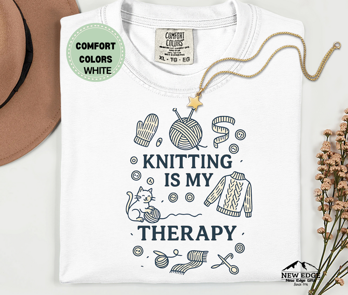 Knitting Is My Therapy T-Shirt | Cozy Yarn Lover Graphic Tee