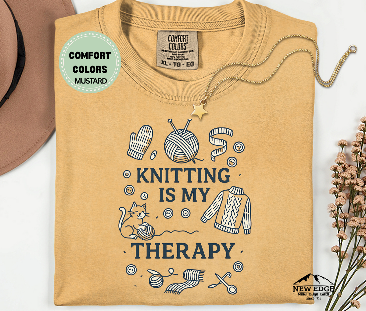 Knitting Is My Therapy T-Shirt | Cozy Yarn Lover Graphic Tee