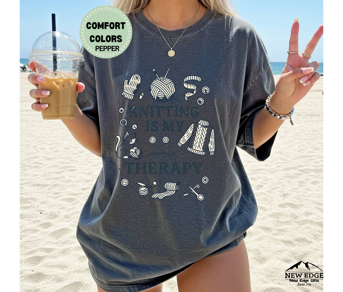 Knitting Is My Therapy T-Shirt | Cozy Yarn Lover Graphic Tee