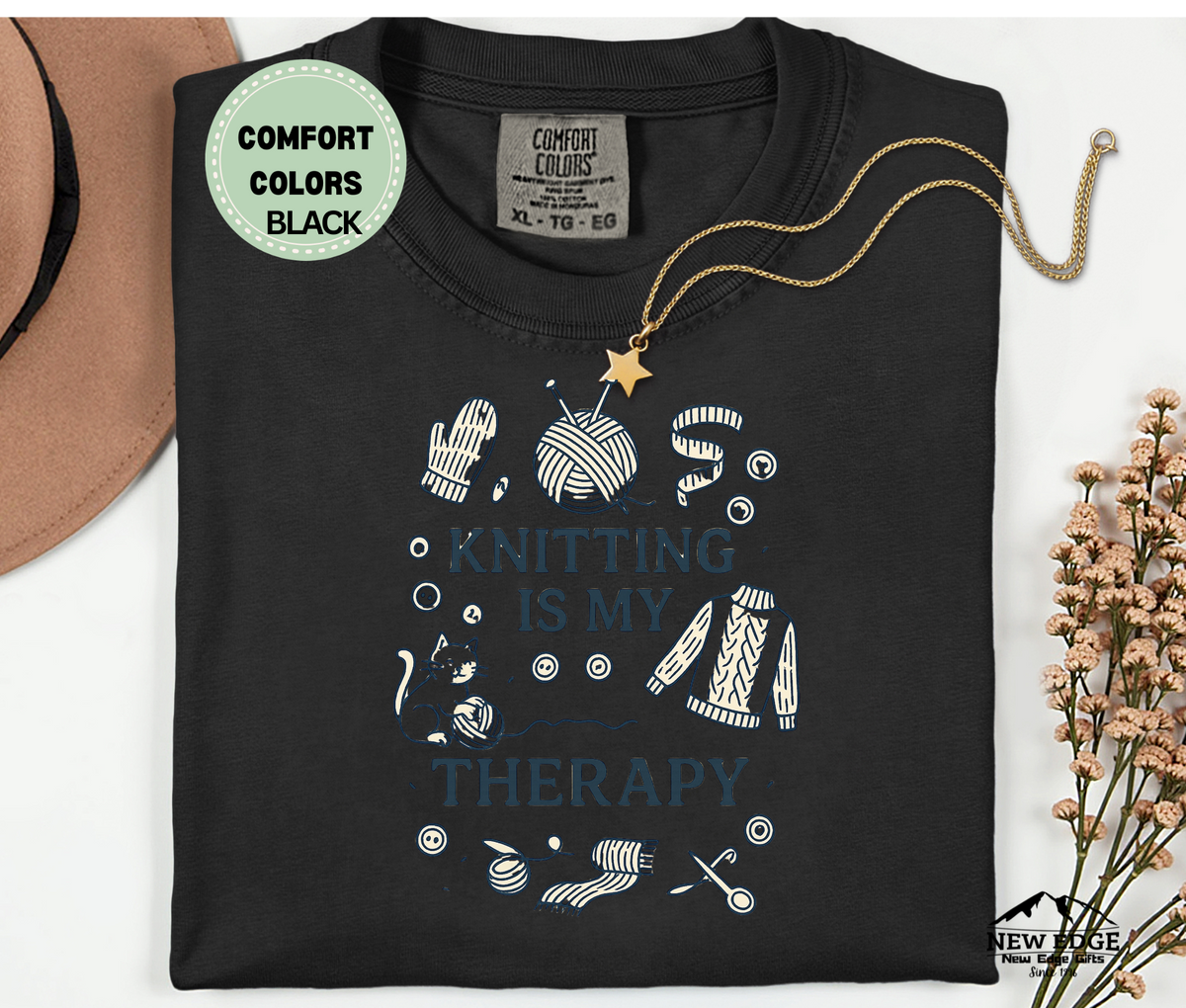 Knitting Is My Therapy T-Shirt | Cozy Yarn Lover Graphic Tee