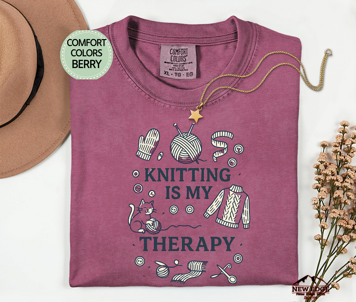 Knitting Is My Therapy T-Shirt | Cozy Yarn Lover Graphic Tee