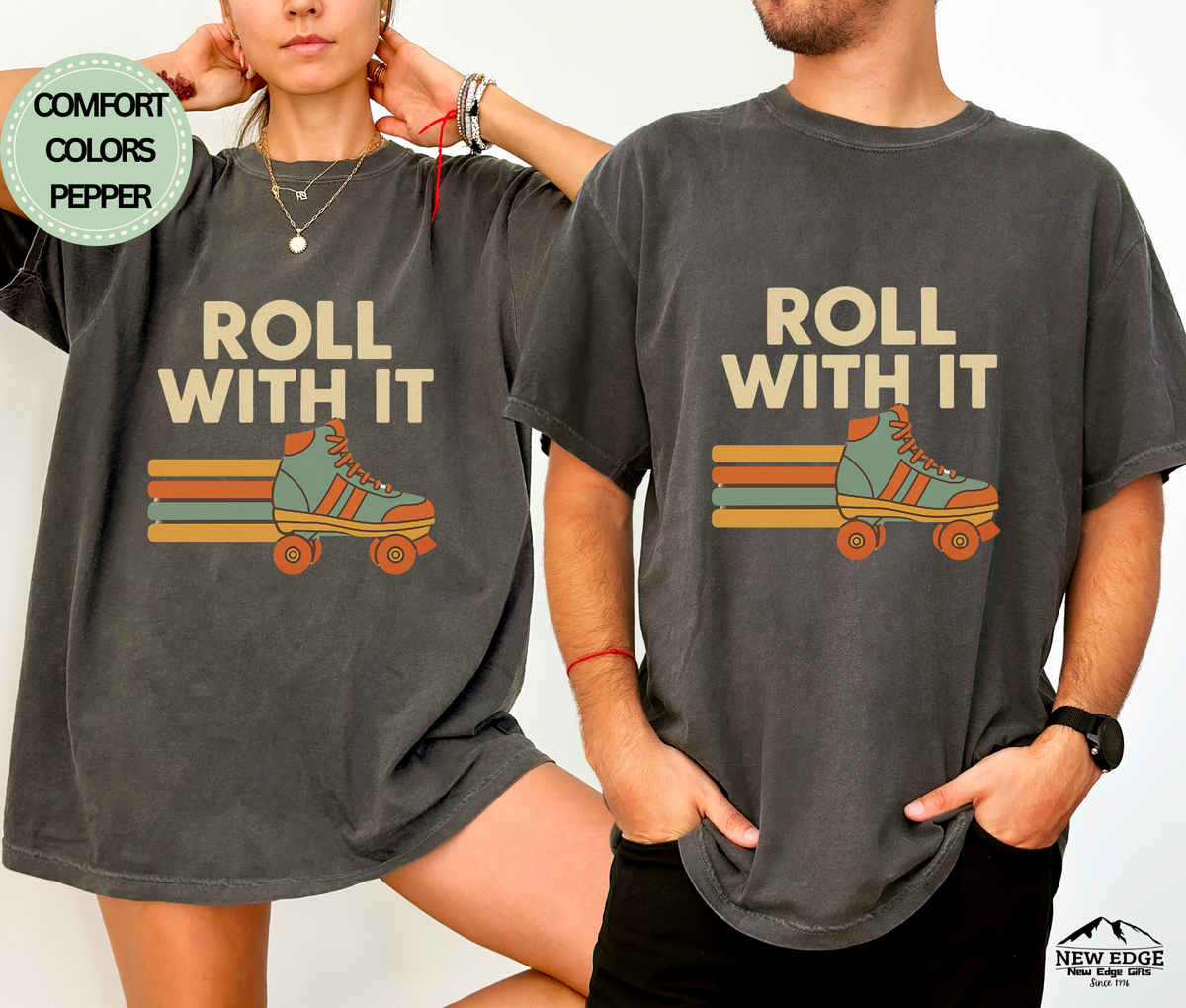Roll With It T-Shirt | Vintage Roller Skating Retro Unisex Tee