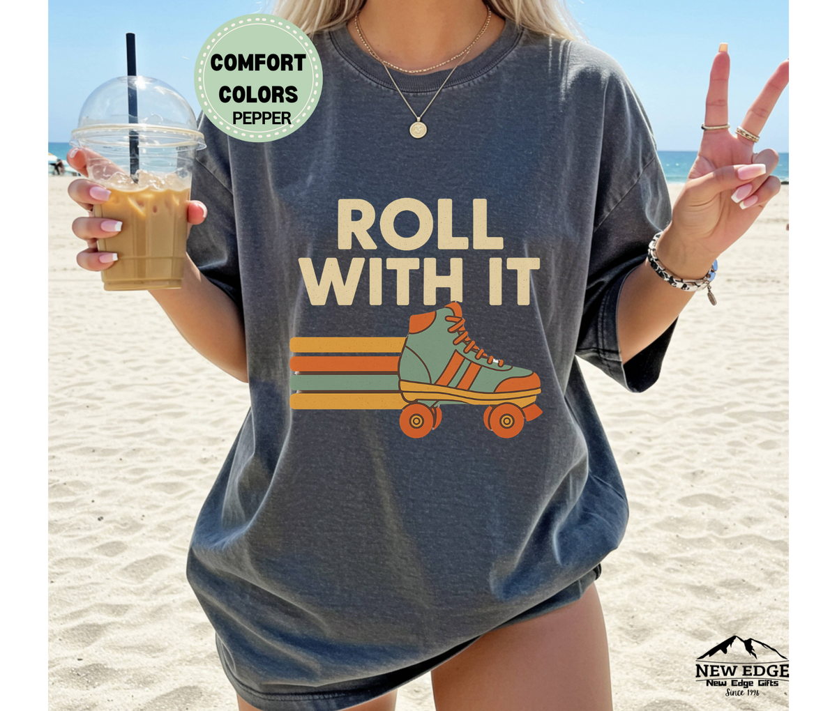 Roll With It T-Shirt | Vintage Roller Skating Retro Unisex Tee