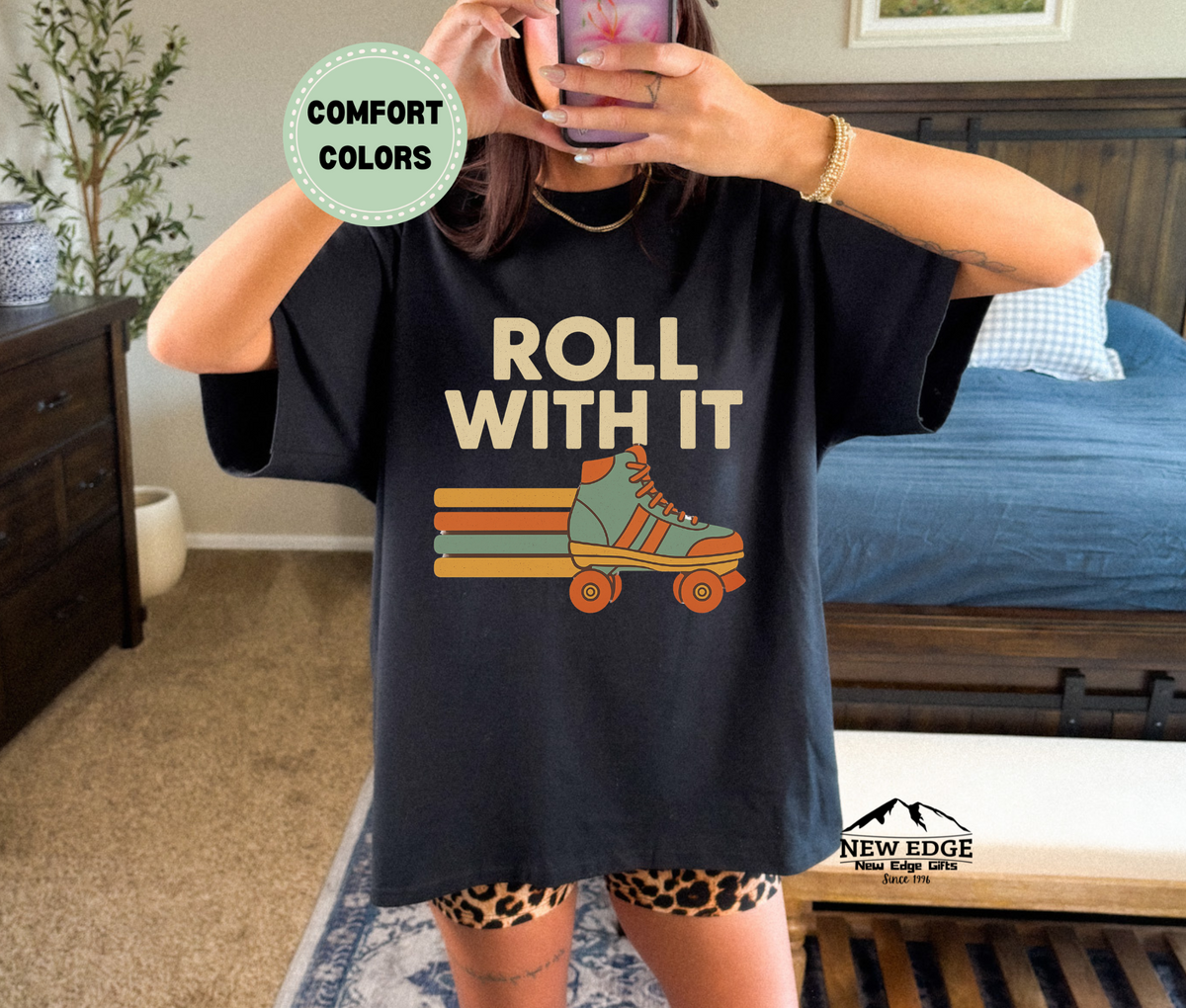 Roll With It T-Shirt | Vintage Roller Skating Retro Unisex Tee