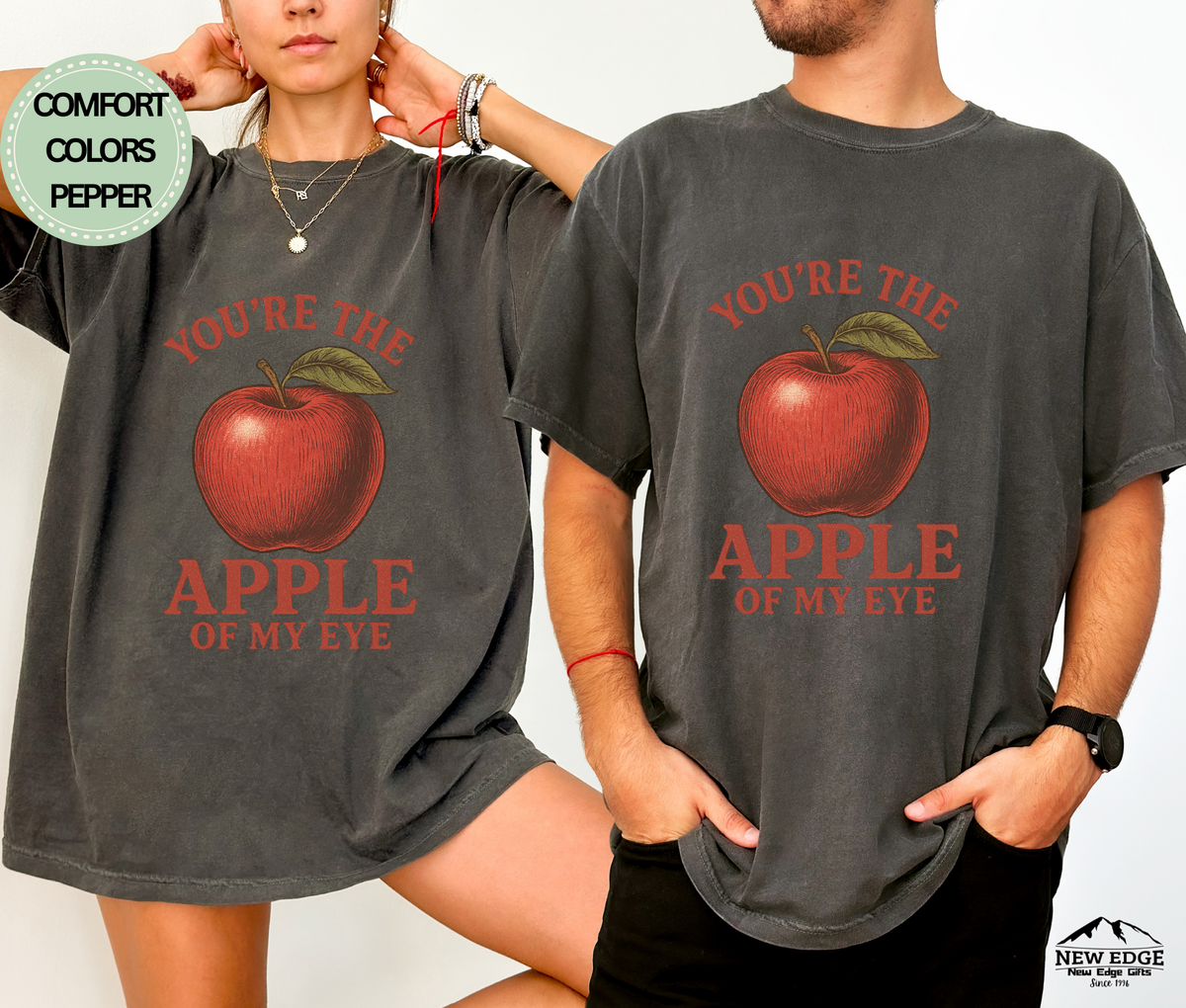 You’re the Apple of My Eye T-Shirt | Cute Fruit Pun Couples Shirt | Funny Romantic Unisex Graphic Tee