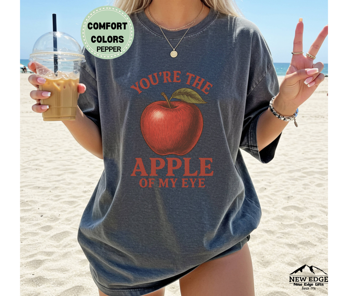 You’re the Apple of My Eye T-Shirt | Cute Fruit Pun Couples Shirt | Funny Romantic Unisex Graphic Tee