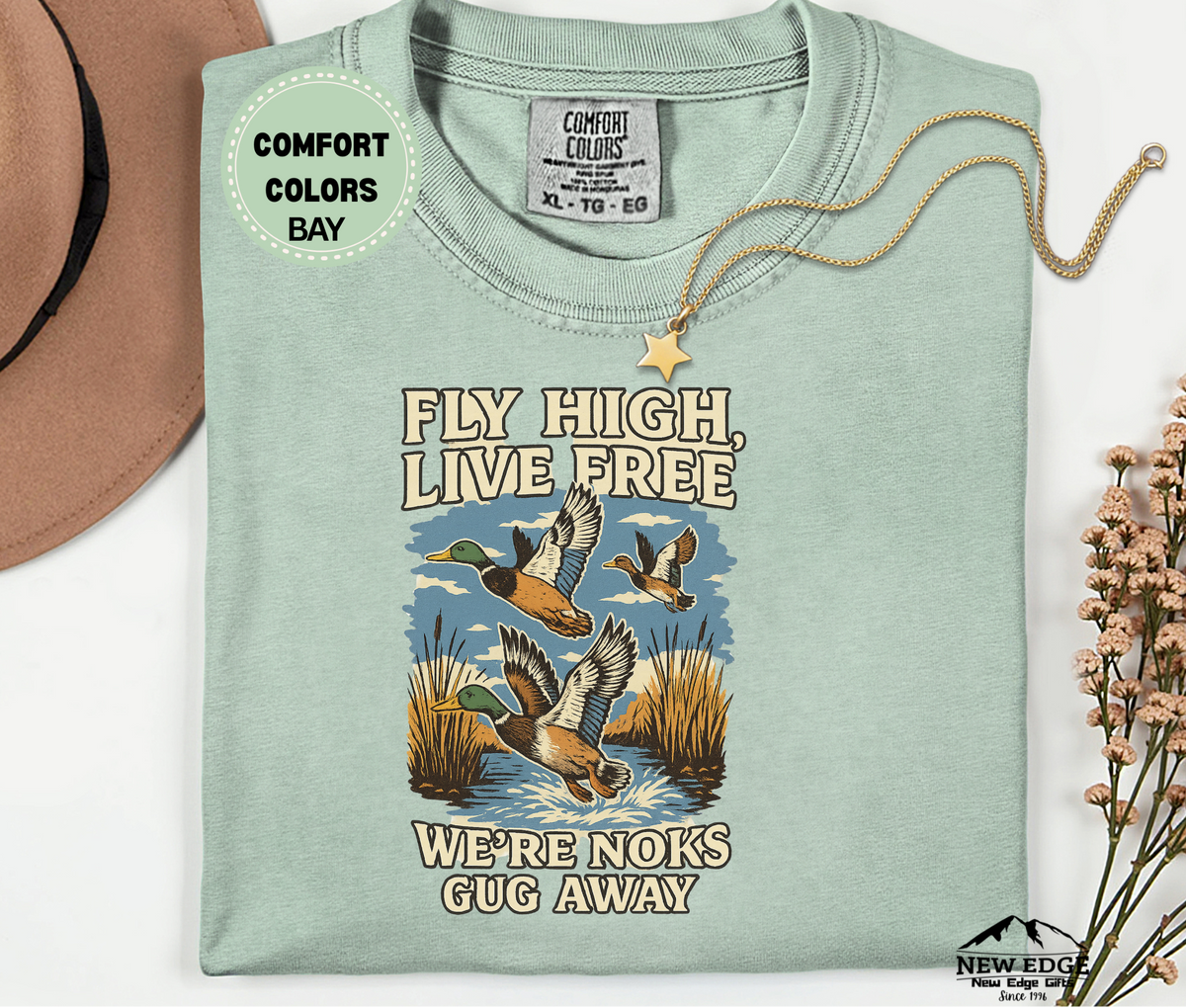 Fly High Live Free" Nature-Inspired Duck Flight T-Shirt