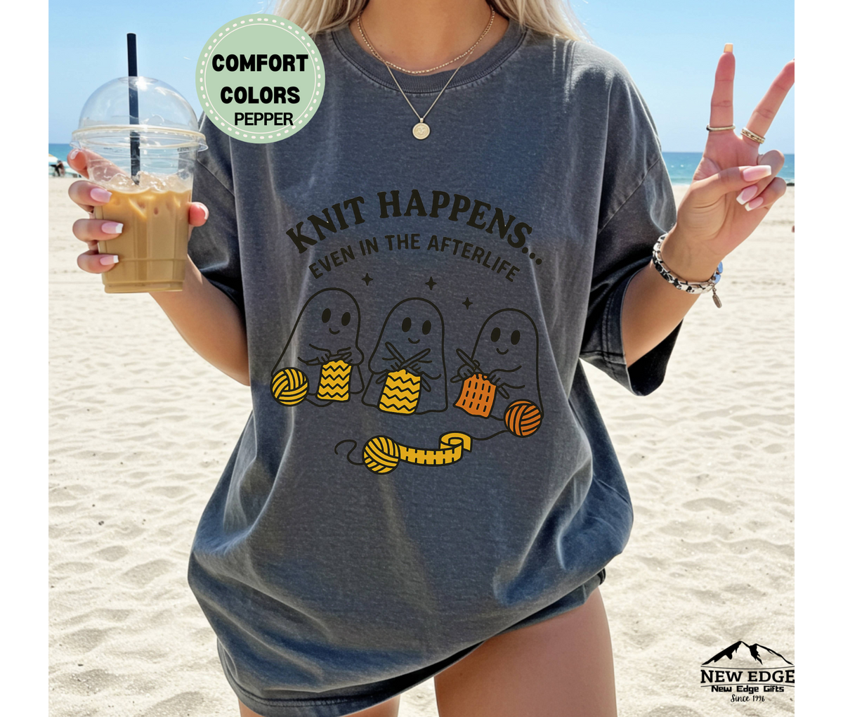 Knit Happens Even in the Afterlife | Funny Ghost Knitting T-Shirt