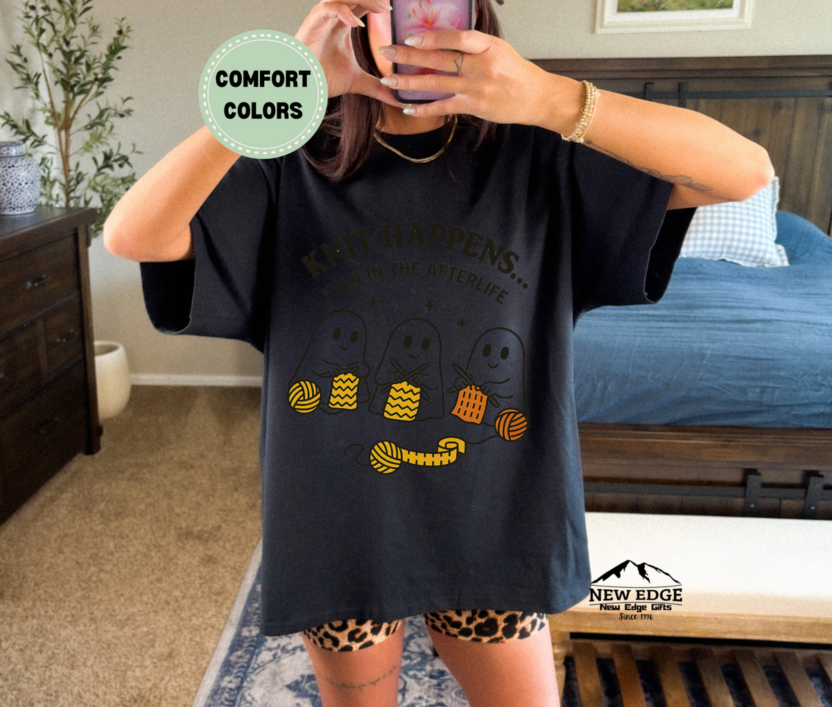 Knit Happens Even in the Afterlife | Funny Ghost Knitting T-Shirt