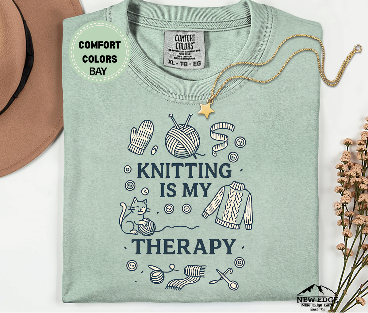 Knitting Is My Therapy T-Shirt | Cozy Yarn Lover Graphic Tee