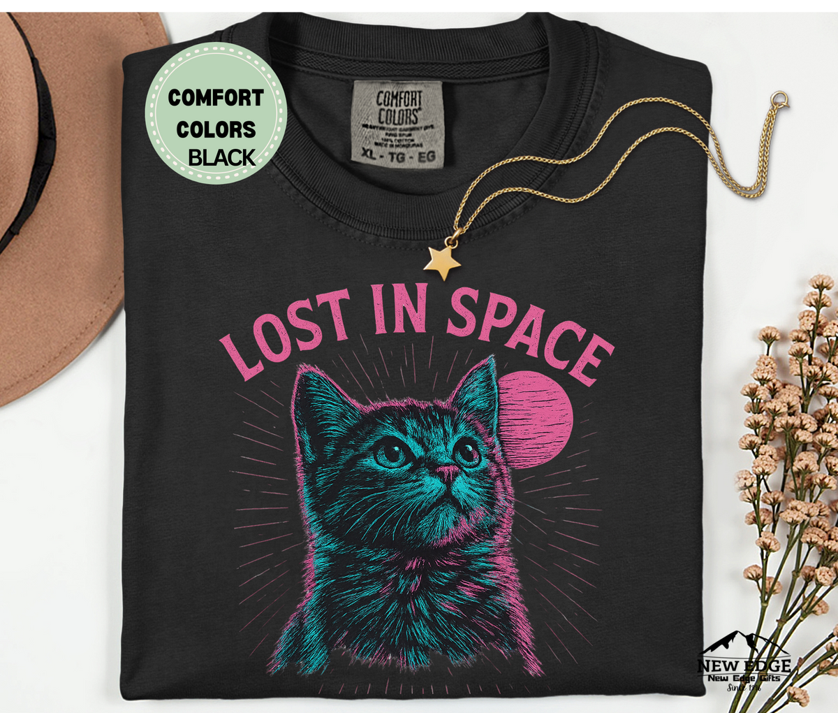 Lost in Space Retro Cat T-Shirt | Unisex Cosmic Graphic Tee