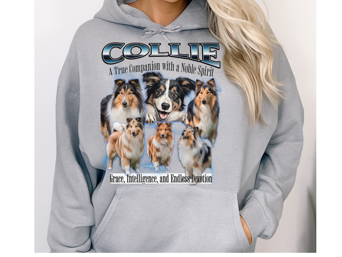 Collie Bootleg Collage Hoodie – A True Companion with a Noble Spirit | Unisex Dog Lover Pullover