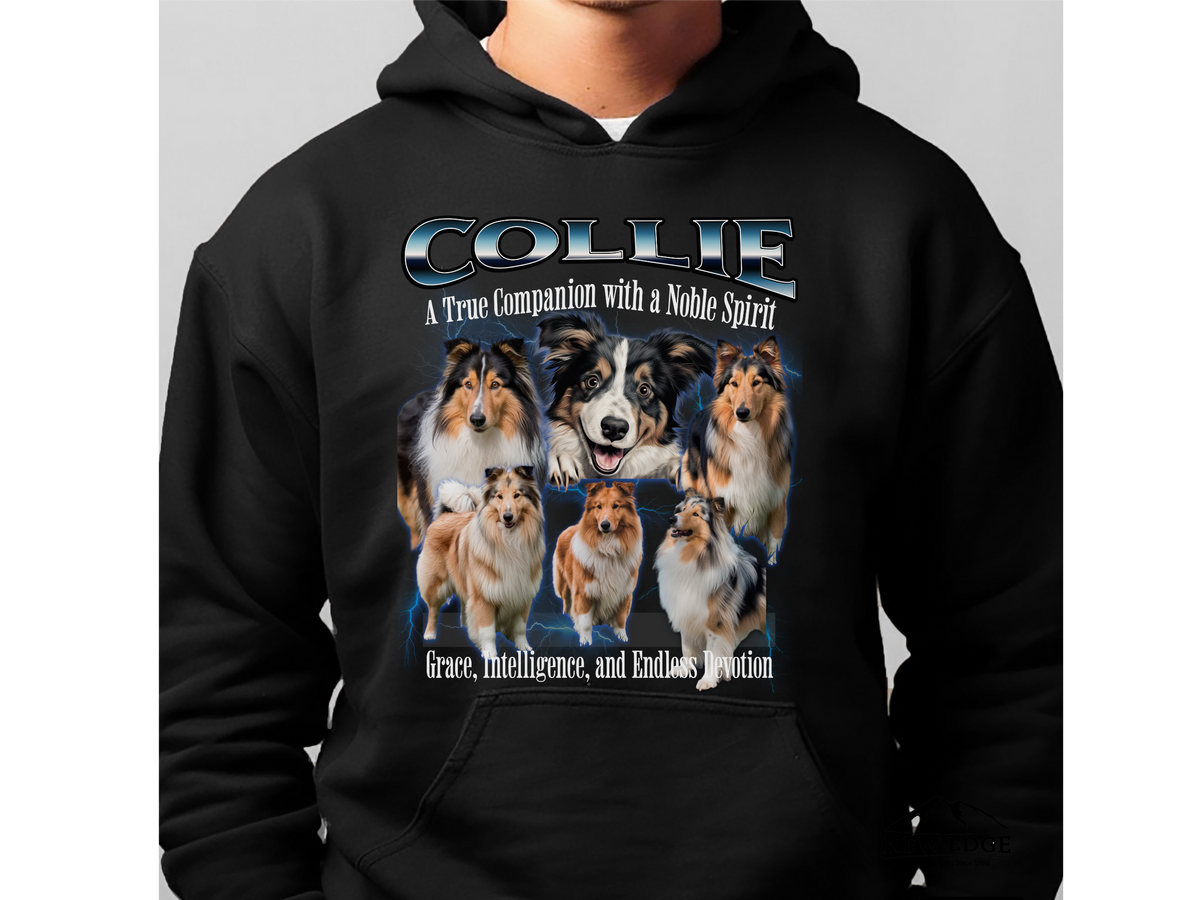 Collie Bootleg Collage Hoodie – A True Companion with a Noble Spirit | Unisex Dog Lover Pullover
