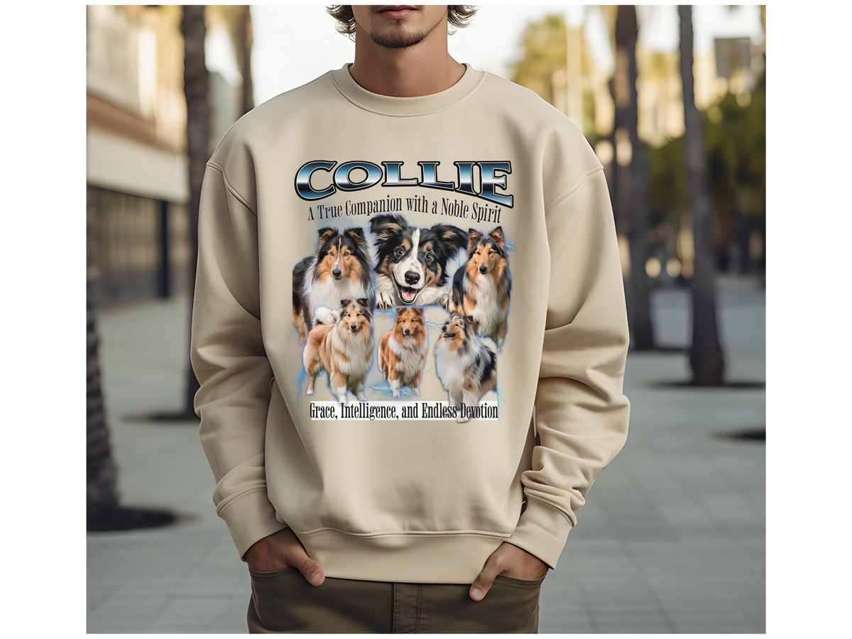 Collie Bootleg Collage Sweatshirt – A True Companion with a Noble Spirit | Unisex Dog Lover Pullover