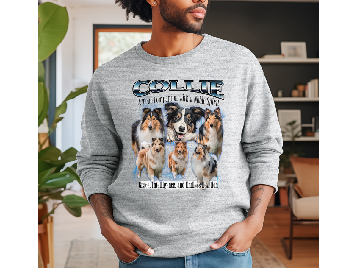 Collie Bootleg Collage Sweatshirt – A True Companion with a Noble Spirit | Unisex Dog Lover Pullover
