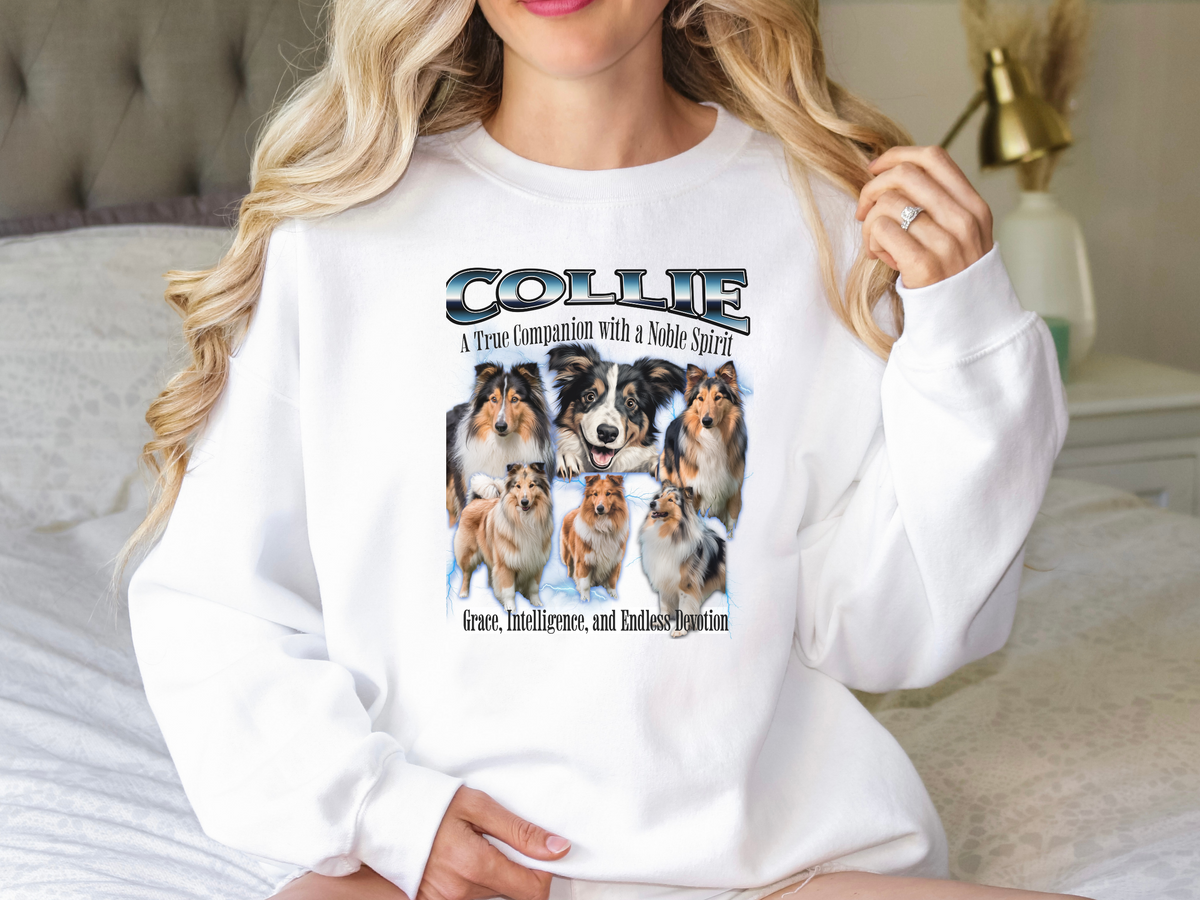 Collie Bootleg Collage Sweatshirt – A True Companion with a Noble Spirit | Unisex Dog Lover Pullover