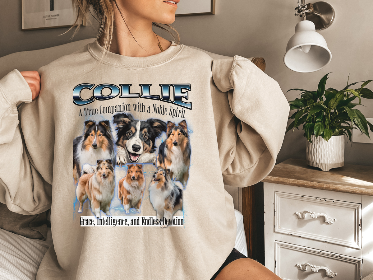 Collie Bootleg Collage Sweatshirt – A True Companion with a Noble Spirit | Unisex Dog Lover Pullover