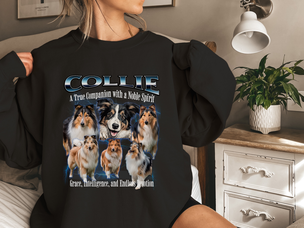 Collie Bootleg Collage Sweatshirt – A True Companion with a Noble Spirit | Unisex Dog Lover Pullover