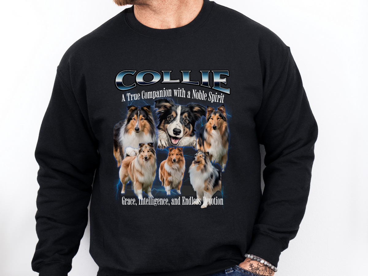 Collie Bootleg Collage Sweatshirt – A True Companion with a Noble Spirit | Unisex Dog Lover Pullover