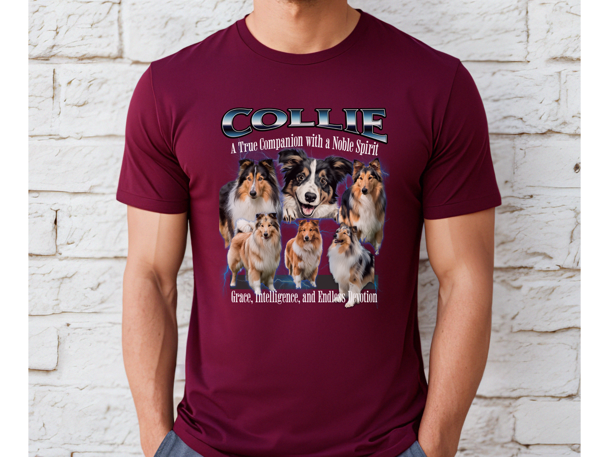 Collie Bootleg Collage T-Shirt – A True Companion with a Noble Spirit! | Unisex Dog Lover Tee
